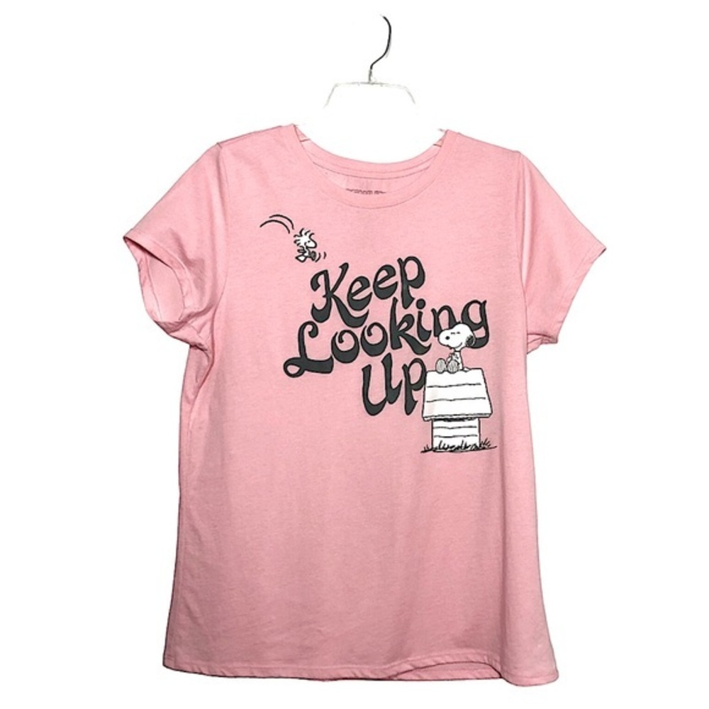 Peanuts “Keep Looking Up” Light Pink Graphic Short‎ Sleeve T-shirt M
